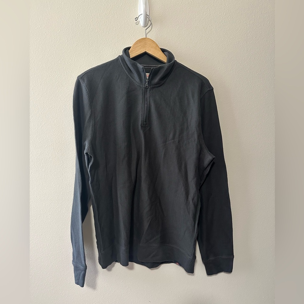Men’s FAHERTY Textured Knit Quarter Zip - Mountain Coal size large NWOT - Picture 2 of 8
